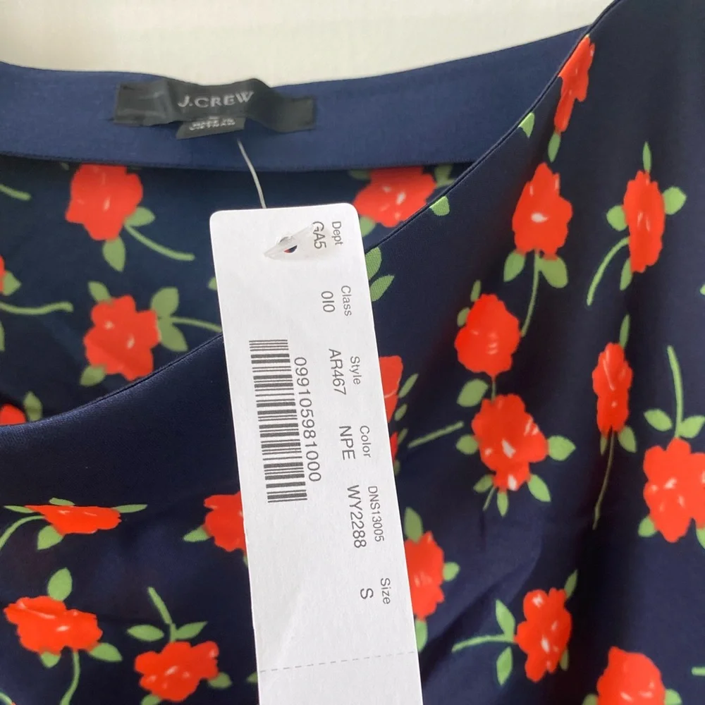 NWT J. Crew Gwyneth Slip Skirt Poppy Fields Floral Blue Orange Size Small